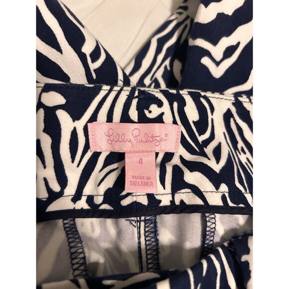 Lilly Pulitzer Size 4 Womens Slacks Pants Trousers Stretchy Navy Blue And White - Picture 2 of 5